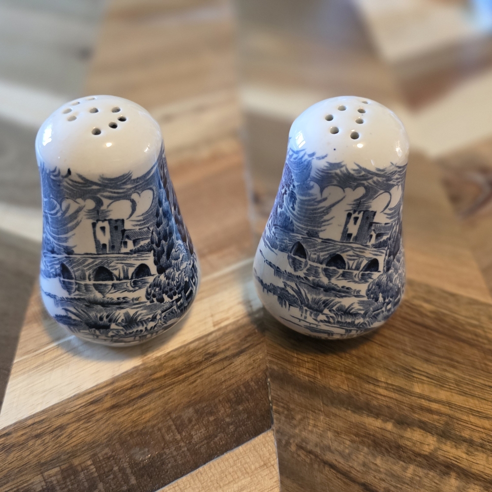 Vintage Wedgwood Countryside Blue Salt and Pepper Shakers